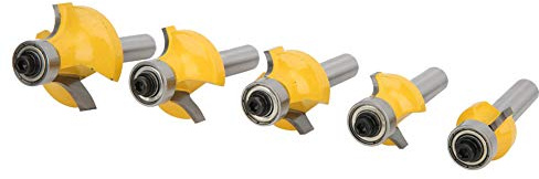 Jeanoko Broca de Enrutador de Alta Resistencia Al Desgaste Broca de Enrutador de Corte de Esquina Redonda para Carpintería de de Vástago de 8 Mm para Redondeo de Madera, Juego de 5 Piezas de Brocas