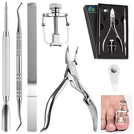 Ongles Incarnés MojiDecor Coupe-ongles Kit de 6Pcs Manucure Pédicure Professionnel en Inox, Pince Lime Excavateur à Ongles Pousse-cuticules et Correcteurs d'Ongles Incarnés avec Boîte