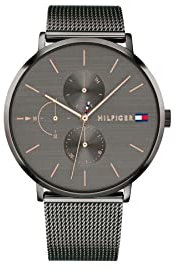Tommy Hilfiger Damen 40mm Multifunktions-Quarz-Uhr - Graues Zifferblatt, Armband aus Edelstahl-Mesh, 3 Hilfszifferblätter, 3ATM Wasserdicht - 1781945