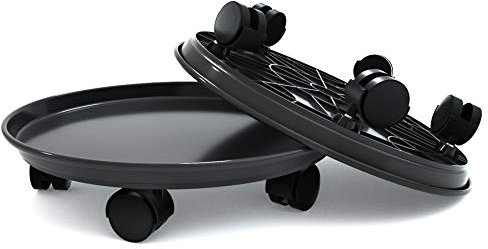 Coadura Plant Caddy 40cm,2 Pack Plant Caddy with Wheels Heavy Duty,Round Potted Plant Stand Mover,Rollers Dolly Trolley Tray Pallet with Wheels Indoor Outdoor Home Garden(15.5 Black)