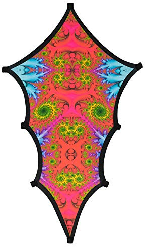 PSYWORK Schwarzlicht Segel Spandex | Drache Fractal Wonderland Red | 1,10 x 0,55m | UV-aktiv | leuchtend | Wandtuch Wandbehang Stoff Neon Deko Party Tuch Tapestry Poster Psy Goa