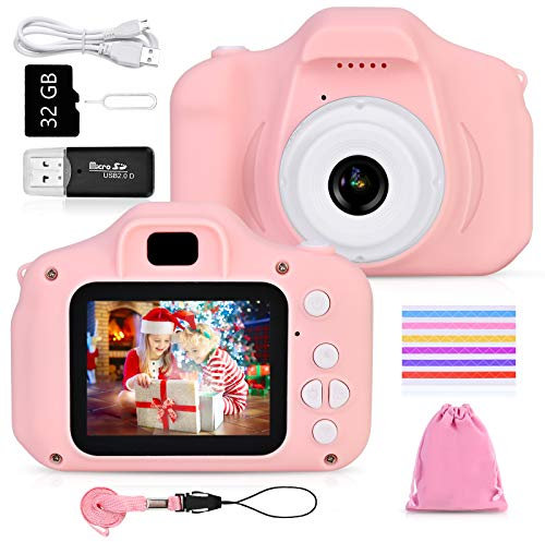 Faburo Camara Fotos Infantil, 1080P HD Video Camara de Fotos para Niños, Cámara de Fotos Infantil con Pantalla de 2.0 y Tarjeta de 32 GB, Maquina Fotografia Juguetes Regalo Niño 5 6 7 8 9 Años