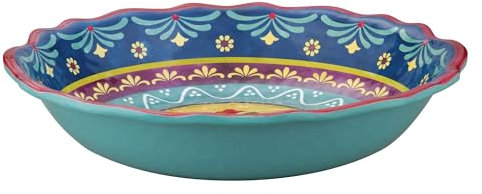 UPware Fiesta Floral Melamine Serving Bowl, BPA-Free Large Decorative Bowl for Salad, Fruit, Pasta, or Outdoor Entertaining, Multicolor, 13.75 Inch