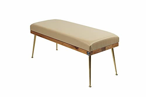EMRA WOOD M-DEKO LGS-108 Loft Sitzbank Hocker Gepolstert nach Maß aus Holz, Metall und Kunstleder beige (Höhe 40cm Tiefe 40cm, 65)