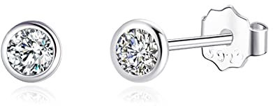 Kleine Ohrstecker Sterling Silber 925 für Damen Herren Mini Zirkonia Ohrringe Stecker 3mm