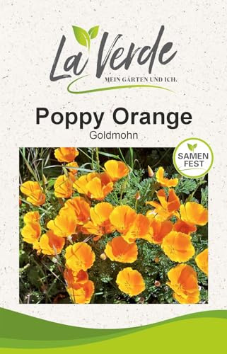 La Verde MEIN GARTEN UND ICH. Goldmohn Poppy Orange Blumensamen für ca. 250 Pflanzen, Kalifornischer Mohn, lang blühend, Saatgut ohne Gentechnik
