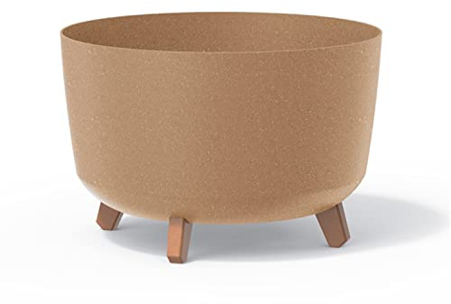 Prosperplast Gracia Standard Eco Wood Blumentopf mit abnehmbaren Beinen inkl. Einsatz für Innen- und Außenbereich Pflanzgefäß Rund Kunststoff UV-beständig (390mm, ECO Naturo)