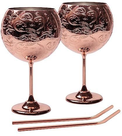 SHINY STAR IN THE DARK SKY Copas de Gin Tonic, Juego de 2 Copas de Cóctel Acero Inoxidable, Copas de Vino para Amantes de La Ginebra, 680 ml, Oro Rosa