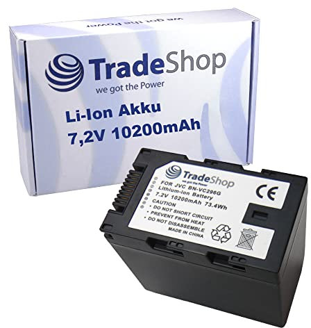 Trade-Shop Batería de ion de litio de 7,2 V, 10200 mAh, 73,4 Wh, compatible con videocámaras JVC como GY-HC500 GY-HC550, repuesto para JVC BN-VC264G BN-VC296G