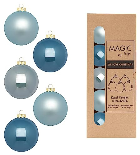 Julgranskulor glas 6 cm x 20 stycken, i kartonglåda, set Elysian Blue