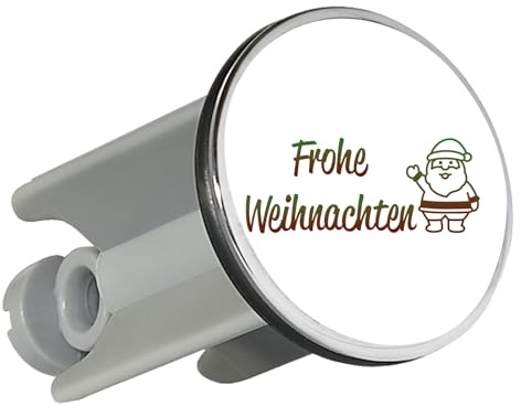 Huuraa Waschbeckenstöpsel Frohe Weihnachten Weihnachtsmann Geschenk | Universal Stopfen 4cm höhenverstellbar Abflussstopfen Geschenkidee Stöpsel mit Motiv für das Waschbecken