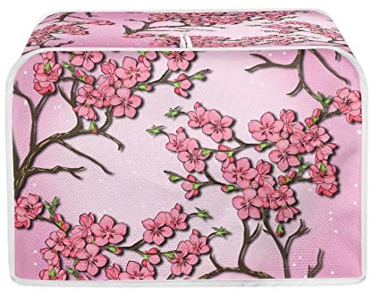 STUOARTE Peach Blossom Toaster Cover 4 Slice Long Slot Flowers Pink Toaster Carrying Bag Dustproof Samll Appliance Covers Washable Rusable for Kitchen Decorative