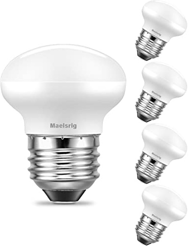 Maelsrlg R14 LED Bulb 4W(40W Equivalent) Mini Reflector Flood Light Bulbs 5000K Daylight, Curio Cabinet Light Bulb, Non-Dimmable, E26 Base Short Light Bulbs, 4-Pack