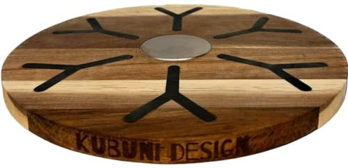 Kubuni Design Magnetischer runder Untersetzer – Akazienholz mit dunkler Oberfläche und Silikonstreifen Hitzebeständiges Hot Pad für Töpfe und Pfannen – Erhöhen Sie Ihren kulinarischen Stil und