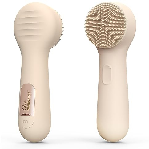 Silicone Face Scrubber, NågraCoola CLIE 2.0 Facial Cleansing Brush, Rechargeable, Waterproof Face Scrub Brush for Cleansing, Exfoliating, Massaging, Electric Facial Exfoliator for Women and Men - Oat