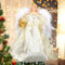 Hileyu Pointes de Sapin Cimier de Sapin de Noël Ange Ange pour Le Sapin de Noël Poupée de Noël Ange Suspendu Pendentif de Noël Décoration de Sapin de Noël, 31*15*18cm, Blanc