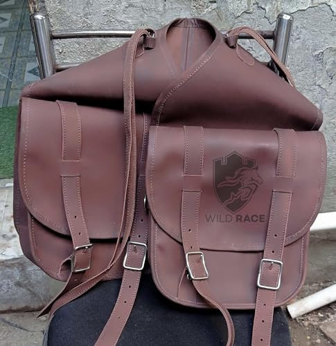 WILDRACE Western-Satteltasche aus Pferdeleder, strapazierfähig, für traditionelle Trail-Fahrten | Satteltasche | Pferdesatteltasche | Western-Satteltasche | Ledersatteltaschen für Pferde (STYLE-07)
