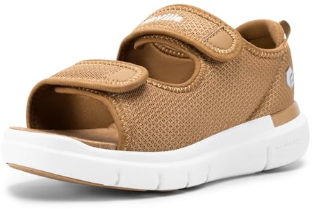 FitVille Diabetic Sandals for Women Wide Width with Arch Support, Adjustable Dual Straps Wide Sandals for Women (Brown, 8W)