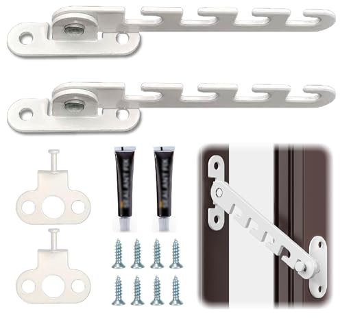 Homefantasy 2 Pezzis Fermi per Finestra Chiavistelli, Limitatore per Finestre di Sicurezza, Limitatore di Finestre, Regolatore per Finestra,per Finestre Scorrevoli, Finestre Normali
