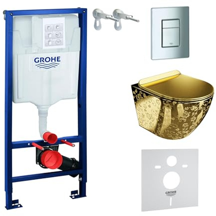 LAVITA Élément Mural Solido + WC Suspendu Sofi Slim Golden Eye Doré Sans Bord + Abattant SoftClose - Kit Complet Encastré