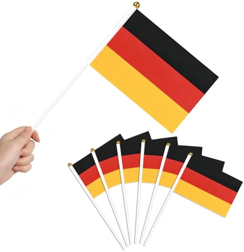 Dreamark Deutschland Flagge Klein, Mini Handflaggen Deutschlandfahnen Fanartikel Fähnchen mit Stange für Deutsche Sportveranstaltungen EM Deko Deutschland