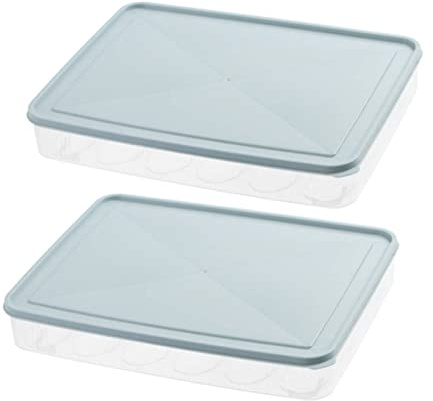 Beatifufu Boîtes à Œufs Bleu Couvercle Grosse Capacité en Plastique Lot de 2 Empilables Finition Soignée, Support à Œufs Facile à Utiliser pour Réfrigérateur