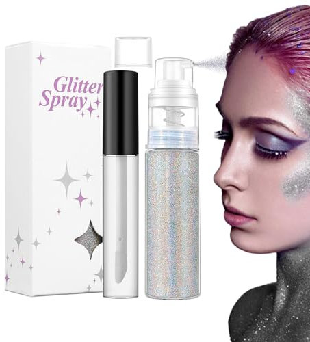 Shurzzesj Spray glitter per il corpo, Spray glitter per capelli,Spray scintillante per capelli - Spray scintillante per capelli e corpo, spray scintillante adatto per vestiti, viso, corpo
