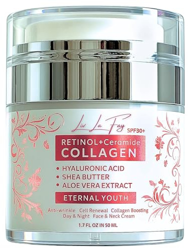 Liv La Fay Retinol Day & Night Face Cream SPF 30 – Anti-Aging Collagen Moisturiser with Hyaluronic Acid – One Cream, 24h Care, 50ml