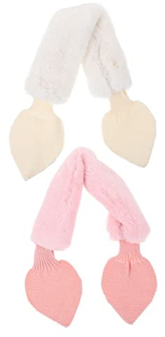 LIFKOME 2stücke Flauschige Junge Mädchen Halstücher Winter Warmes Plüschschal Für Jungen Mädchen Mit Kreuzdesign Weich Kuscheliger Outdoor-schal in Beige Und Rosa