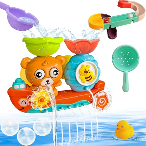 Jouet de bain pour bébé - Jouet de bain pour enfants - Ours et abeille - Jouet avec ventouse - Jouet d'eau pour enfants à partir de 1, 2, 3, 4 ans - Pour garçons et filles