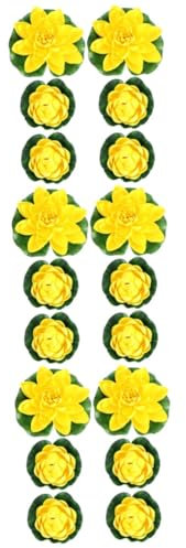 Cabilock 18stücke Künstliche Wasserlilien Gelbe Lotusblumen Für Teich Und Garten Mittlere Und Große Blüten Dekorative Kunstpflanzen Für Innen Und Außenbereich