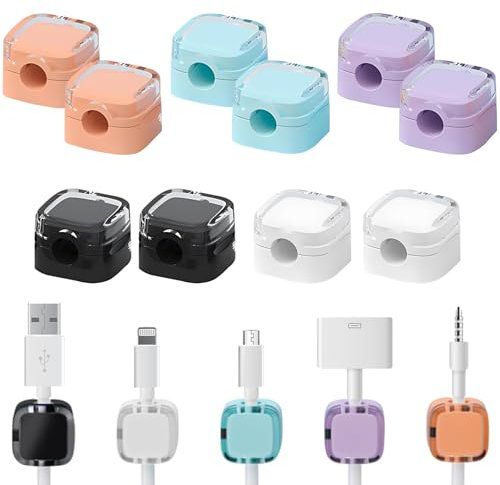 Momowin 10 Stück Kabel Clip, Magnetische Kabelhalter mit Clip, Ladekabel Organizer für Desktop Kabel Organizer, kein Bohren Erforderlich, Abnehmbare Aufkleber (Mehrfarbig)