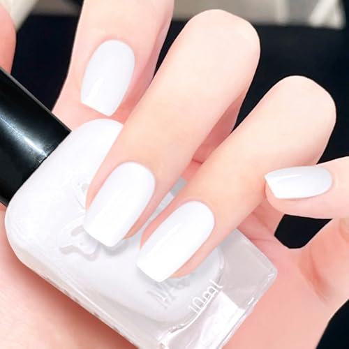 Nail Polish White - Quick Drying Pure Nail Varnish, White French Nail Polish Quick Drying Nail Paint Long Lasting Chip Resistant Nail Art Varnish for DIY Manicure Decorations
