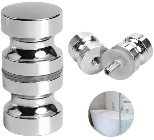 GisWell Pomello Porta Doccia, Maniglia Box Doccia Pulsante in Acciaio Inossidabile Rotondo per Porte Vetro Scorrevole