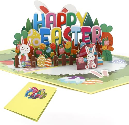 Oster-Pop-up-Karte, 3D-Ostergrußkarten mit Umschlägen Hasenkarte Oster-Notizkarten für Osterparty-Zubehör