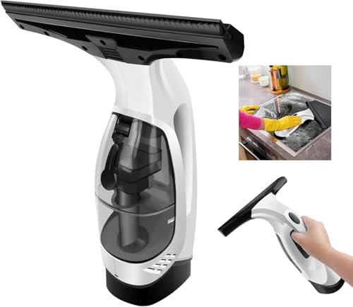 HSHa Ventana Aspiradora de Ventana con Depósito de Agua de 150 ml, Aspirador de Ventanas Recargable, Fuerte Succión, Cuchilla de 280 mm, Kit de Limpiador de Ventanas Eléctrico, Kit de Limpieza de