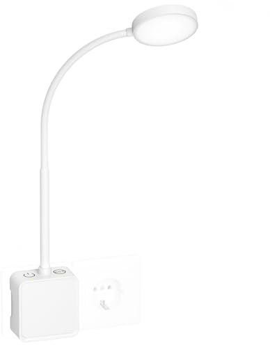 PRINCEWAY Lampara Aplique de Pared de Lectura Mesita de Noche Cama LED Regulable Blanca con Enchufe, Interruptores Táctiles Dos, 3 Modos de Colores de Iluminación, Amplio Ángulo de Luz 110°