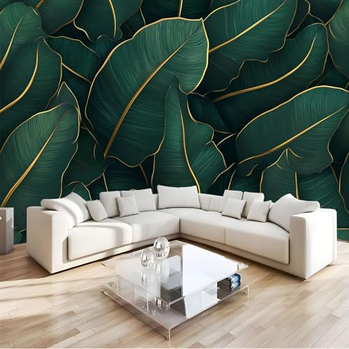 JEDTAKCT Rouleau De Papier Peint Feuilles De Bananier De Luxe Moderne Et Minimaliste, Motif De Plantes Vintage En 3D Papier Peint Panoramique Pour Le Salon, Chambre À Coucher, Décorative Chambre