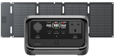 Générateur solaire portable EF EcoFlow RIVER 3 avec panneau solaire 45 W | 245 Wh de capacité, 600 W puissance de sortie, technologie GaN, temps de transfert de < 20ms, station électrique pour camping