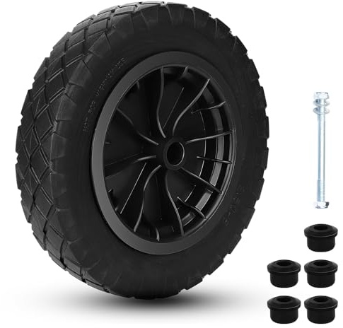 CROWNSHOP Wheelbarrow Wheel Replacement 14 3.50-8 PU Solid Puncture Proof | Puncture Proof PU Wheelbarrow Tyre With Solid Construction, Ideal For Garden Carts, Trolleys And Heavy Duty Transport.
