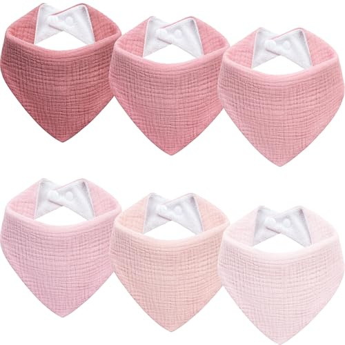 Kewlife Gift Baby Haklapp för Bebis Triangelduk Baby Muslin Halsduk Haklapp Justerbara för Pojkar och Flickor - 6 Stycken