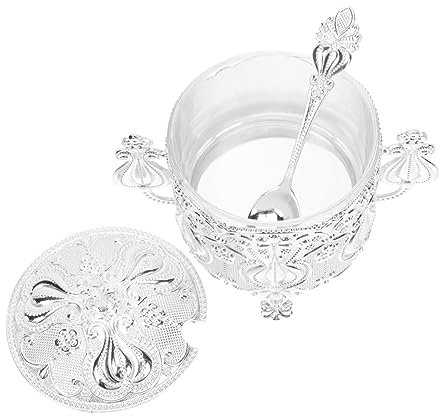 Holibanna Sucrier en Zinc Alliage Couvercle Pot à Sucre Ustensiles de Table Décoratifs 1 Pièce Design Européen