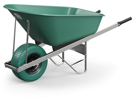 Agri Barrow Wheel Barrow 120 Litre Plastic Wheelbarrow with Fat Puncture Proof Tires, Green- Ideal for Equestrians, Gardeners, Yard & Garden Maintainers, Farmers, Stable Workers, Allotment Owners