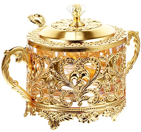 Dispensador De Cereales Azucarero Azucarero Azucarero Contenedor Dorado, Condimento Vintage, Condimento Doméstico Con Tapa Y Azucarero Azucarero Azucarero Terrario