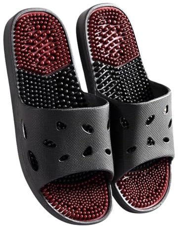 Massagetofflor Halkfria Duschskor Med Öppen Tå Män Dam Reflexologi-akupunktur Sandaler Akupressurtofflor För Plantar Fasciit Djupmassageapparat För Fotvävnad(Black,46/47 EU)
