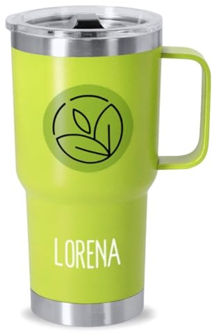 DEREGALOOS Taza Térmica Personalizable con Foto y Nombre. Termo Personalizado. Acero Inoxidable Reciclado. Doble Pared 600ml. Regalo para Pareja, Amigos. Ideal para Oficina, Gimnasio (Verde Claro)