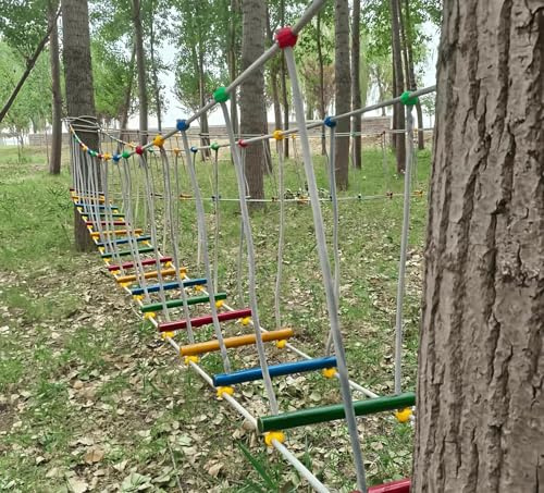 Earnmore Pont d'extérieur pour Jardin d'enfants, équipement d'entraînement Sportif et de Conditionnement Physique pour Enfants, Pont en Bois Simple, Pont d'équilibre, Cadre d'escalade, Jouet