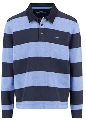 FYNCH-HATTON Rugbyshirt aus Baumwolle mit Streifenmuster und Polokragen Crystal Blue/XXL