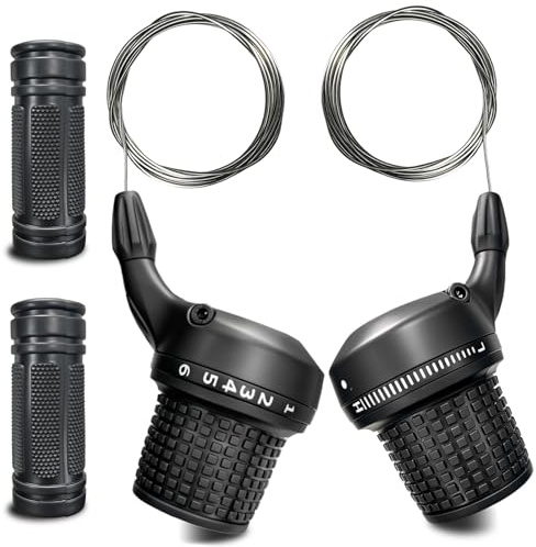 VERKSTAD Shifter Lever 18 Speed,Bicycle Revoshift Shift Lever Set, 3 x 6 Speed Left and Right Shifter for MTB Mountain Bike with 1 Pair of Non-Slip Rubber Handle Bar Grips