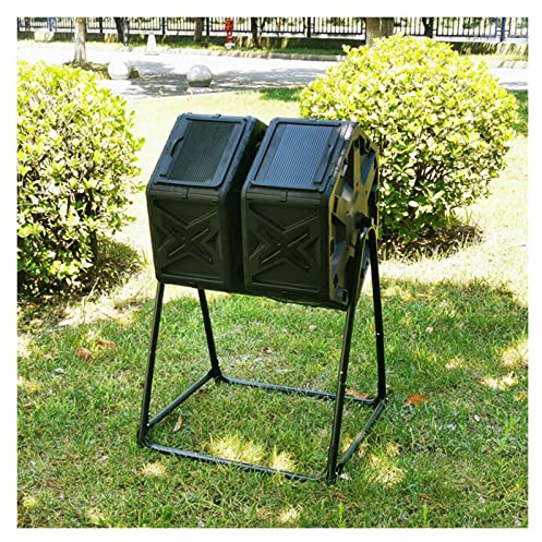 Food Waste Compost Bin Tumbling Composter Rotating w/ 2 Doors Heavy Duty Outdoor Gardening Composting Tumblers Garden Yard